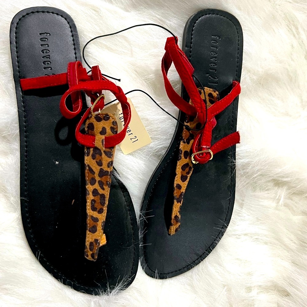 Red and Leopard print sandals